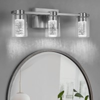 Zhizenl Bathroom Light Fixtures Brushed Nickel 3 Light Bathroom Vanity Light Over Mirror Modern Crystal Dimmable Led Vanity Li