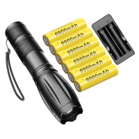 Maxiaeon Led Rechargeable Flashlight Set Bright 8000 Lumens 18650 Flashlights High Lumens With 5 Modes Waterproof Flashlights