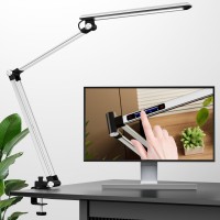 Reifeiniwei Led Desk Lamp Swing Arm With Clamp11W 10 Color Modes Touch Control Table Lamps With 10 Levels Brightness Reading Des