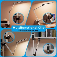 Reifeiniwei Led Desk Lamp Swing Arm With Clamp11W 10 Color Modes Touch Control Table Lamps With 10 Levels Brightness Reading Des