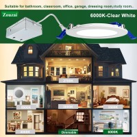 Zouzai 12 Pack 6 Inch 6000K Ultra-Thin Led Recessed Light With Junction Box, 12W Dimmable,Ra>85 High Brightness - Etl And Energy Star Certified