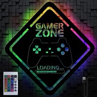 Namofactur Gamer Gift Cool Gaming Zone Decorative Accessories - Rgb Gaming Usb Led Gamers Only - Wood Choice Of Colours