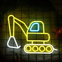 Riakrum Excavator Neon Sign For Wall Decor Construction Lamp Excavator Vehicles Led Neon Light Usb Powered Acrylic Construction