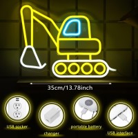 Riakrum Excavator Neon Sign For Wall Decor Construction Lamp Excavator Vehicles Led Neon Light Usb Powered Acrylic Construction