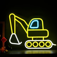 Riakrum Excavator Neon Sign For Wall Decor Construction Lamp Excavator Vehicles Led Neon Light Usb Powered Acrylic Construction