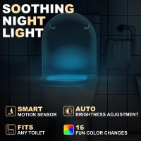 Miefl Toilet Light Motion Sensor Activated 16 Colors Changing, 3 Pack Led Toilet Seat Lights Inside Glow Bowl, Smart Disco Potty Night Light For Bathroom, Cool Funny Ideal Gifts For Boy Girl Men Women