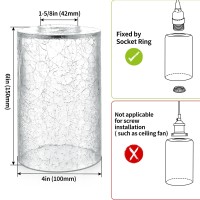 Skelang 4 Pcs Clear Glass Shade, Light Shade With Crackle, Lampshade With 1-5/8