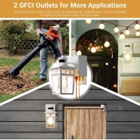 Vioaoeafa 2 Pack Porch Light Outdoor With Gfci Outlet - 3 Lighting Modes Exterior Light Fixture, Dusk To Dawn Motion Sensor Wall Mount Outside Lights For House,Garage,Front Door, Patio