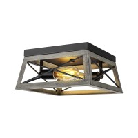 Dewenwils Farmhouse Flush Mount Ceiling Light Fixture 2Light Close To Ceiling Lamp With Wood Grain Finish Industrial Semi Flu