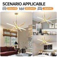 Modern Sputnik Chandelier Ceiling 82W Led Gold Pendant Light Embedded Mount Chandeliers Dining Room Light Fixtures Over Table Dimmable With Remote Control For Living Room Kitchen Bedroom 31.5 Inches