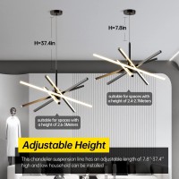 Modern Sputnik Chandelier Ceiling 82W Led Black Pendant Light Embedded Mount Chandeliers Dining Room Light Fixtures Over Table Dimmable With Remote Control For Living Room Kitchen Bedroom 31.5 Inches