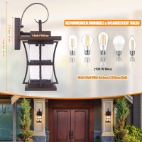 2 Packs Outdoor Wall Light Oil Rubbed Bronze Exterior Light Fixture Waterproof Porch Sconces Wall Mounted Lighting Antirust R