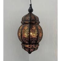 Modern Turkish Lamp, Vintage Antique Indian Moroccan Lamp, Metal Ceiling Light Hanging Lantern Lamp-Ceiling Lights Home Lantern Pendant, Oriental Arabian Hanging Lamp (40 X 20 Cm, Black/Gold)