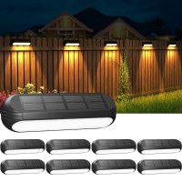 Wdtpro Solar Fence Lights Outdoor Waterproof 8 Pack Bright Solar Deck Lights With Warm White Rgb Modes Led Solar Step Lights