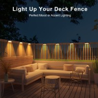 Wdtpro Solar Fence Lights Outdoor Waterproof 8 Pack Bright Solar Deck Lights With Warm White Rgb Modes Led Solar Step Lights