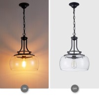 Wuzups Chandelier Rustic Farmhouse Industrial Round Ceiling Pendant Led Light Fixture With Clear Glass Shades For Dining Room Ki