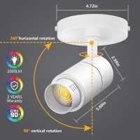 Vanoopee 3Color Zoomable Led Ceiling Spotlight Flush Mount Adjustable Spotlight Directional Dimmable Spot Lights Indoor Bright