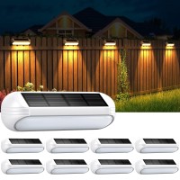 Wdtpro Solar Fence Lights Outdoor Waterproof 8 Pack Bright Solar Deck Lights With Warm White Rgb Modes Led Step Lights Outdo