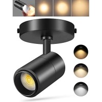 Vanoopee 3Color Zoomable Led Ceiling Spotlight Flush Mount Adjustable Spotlight Directional Dimmable Spot Lights Indoor Bright