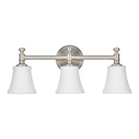 Hanaloa Bathroom Vanity Light Fixtures Traditional Brushed Nickel 3 Lights Wall Sconce Lighting With Opal Glass Shade Porch Wa