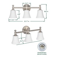 Hanaloa Bathroom Vanity Light Fixtures Traditional Brushed Nickel 3 Lights Wall Sconce Lighting With Opal Glass Shade Porch Wa