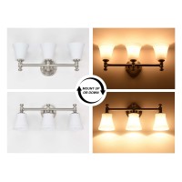 Hanaloa Bathroom Vanity Light Fixtures Traditional Brushed Nickel 3 Lights Wall Sconce Lighting With Opal Glass Shade Porch Wa