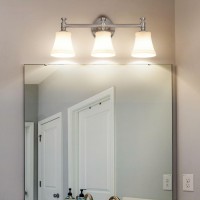 Hanaloa Bathroom Vanity Light Fixtures Traditional Brushed Nickel 3 Lights Wall Sconce Lighting With Opal Glass Shade Porch Wa