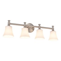 Hanaloa Bathroom Vanity Light Fixtures Traditional Brushed Nickel 4 Lights Wall Sconce Lighting With Opal Glass Shade Porch Wa