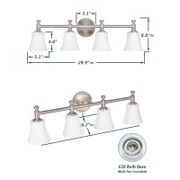 Hanaloa Bathroom Vanity Light Fixtures Traditional Brushed Nickel 4 Lights Wall Sconce Lighting With Opal Glass Shade Porch Wa