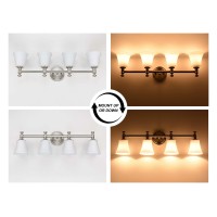 Hanaloa Bathroom Vanity Light Fixtures Traditional Brushed Nickel 4 Lights Wall Sconce Lighting With Opal Glass Shade Porch Wa