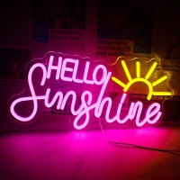 Horseneon Hello Sunshine Neon Led Sign Sunrise Neon Signs For Wall Decor Sunshine Neon Light Sign For Room Decor Bedroom Liv