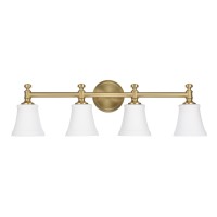 Hanaloa Bathroom Vanity Light Fixtures Traditional Aged Brass 4 Lights Wall Sconce Lighting With Opal Glass Shade Porch Wall M