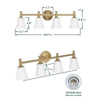 Hanaloa Bathroom Vanity Light Fixtures Traditional Aged Brass 4 Lights Wall Sconce Lighting With Opal Glass Shade Porch Wall M