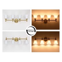 Hanaloa Bathroom Vanity Light Fixtures Traditional Aged Brass 4 Lights Wall Sconce Lighting With Opal Glass Shade Porch Wall M