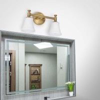 Hanaloa Gold Bathroom Vanity Light Fixtures Traditional Aged Brass 2 Lights Wall Sconce Lighting With Opal Glass Shade Porch W