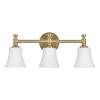 Hanaloa Bathroom Vanity Light Fixtures Traditional Aged Brass 3 Lights Wall Sconce Lighting With Opal Glass Shade Porch Wall M