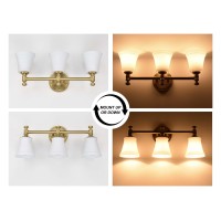 Hanaloa Bathroom Vanity Light Fixtures Traditional Aged Brass 3 Lights Wall Sconce Lighting With Opal Glass Shade Porch Wall M