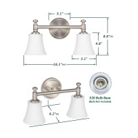 Hanaloa Bathroom Vanity Light Fixtures Traditional Brushed Nickel 2 Lights Wall Sconce Lighting With Opal Glass Shade Porch Wa