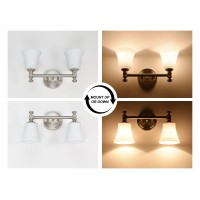 Hanaloa Bathroom Vanity Light Fixtures Traditional Brushed Nickel 2 Lights Wall Sconce Lighting With Opal Glass Shade Porch Wa