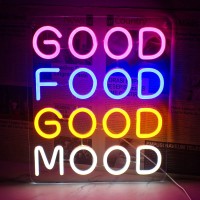 Horseneon Good Food Good Mood Neon Led Sign Food Neon Signs For Wall Decor Good Food Good Mood Neon Light With Usb Powered For