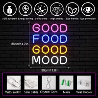 Horseneon Good Food Good Mood Neon Led Sign Food Neon Signs For Wall Decor Good Food Good Mood Neon Light With Usb Powered For