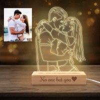 Xiuyours Personalized Night Light Custom 3D Photo Lamp With Picture Text Engraved, Customized Birthday Anniversary Valentine'S Day Lights Gift For Wife Husband Girlfriend Her Him