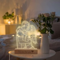 Xiuyours Personalized Night Light Custom 3D Photo Lamp With Picture Text Engraved, Customized Birthday Anniversary Valentine'S Day Lights Gift For Wife Husband Girlfriend Her Him