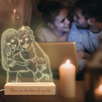 Xiuyours Personalized Night Light Custom 3D Photo Lamp With Picture Text Engraved, Customized Birthday Anniversary Valentine'S Day Lights Gift For Wife Husband Girlfriend Her Him