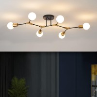 Quoobe Modern Mid Centur 6 Light Semi Flush Mount Ceiling Lighting Fixture For Living Room Bedroom Dining Room Hallway Kitchen O