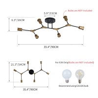 Quoobe Modern Mid Centur 6 Light Semi Flush Mount Ceiling Lighting Fixture For Living Room Bedroom Dining Room Hallway Kitchen O