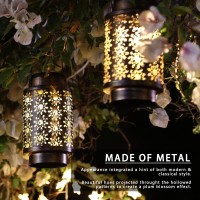 2 Pack Solar Lanterns Outdoor Waterproof Hanging Vintage Solar Lanterns With Handles Outdoor Decorative Lantern Decor For Gard