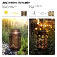 2 Pack Solar Lanterns Outdoor Waterproof Hanging Vintage Solar Lanterns With Handles Outdoor Decorative Lantern Decor For Gard