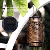 2 Pack Solar Lanterns Outdoor Waterproof Hanging Vintage Solar Lanterns With Handles Outdoor Decorative Lantern Decor For Gard