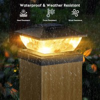 Fence Solar Post Lights Outdoor 6 Pack 2 Modes Solar Deck Lights Ip65 Waterproof Solar Post Cap Lights Fit 4X4 45X45 5X5 Vi